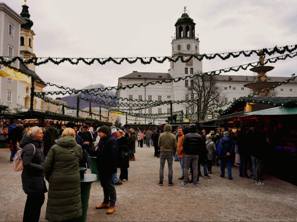 Crowd wandering at an event in Salzburg