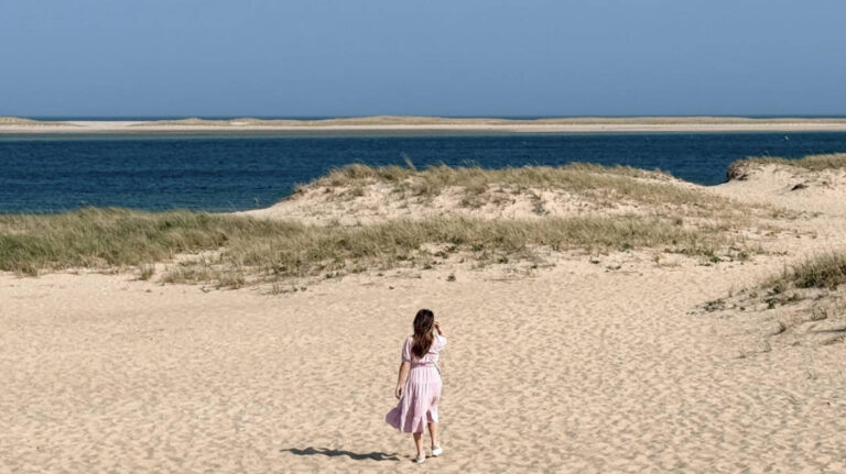 The author Samantha Tran enjoying the sea view in Cape Cod