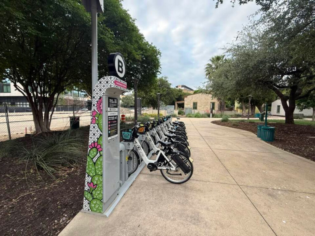 View of the San Antonio E-bike kiosks