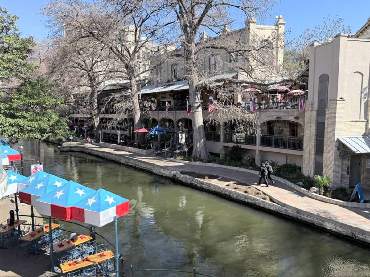 Overlooking view of the river walk in San Antonio