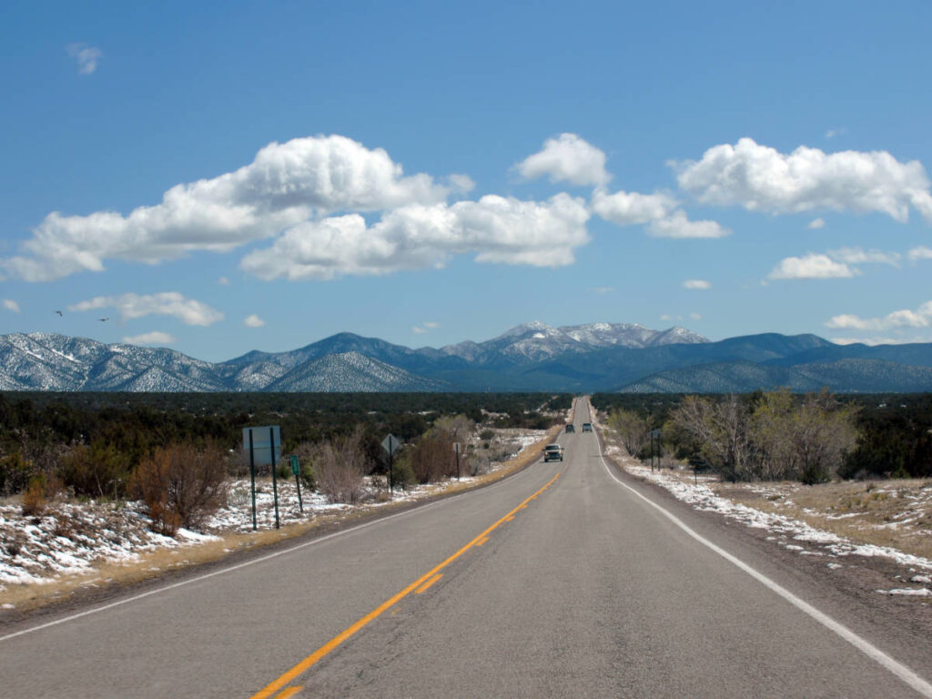View of the Sandia Mountains during winter season