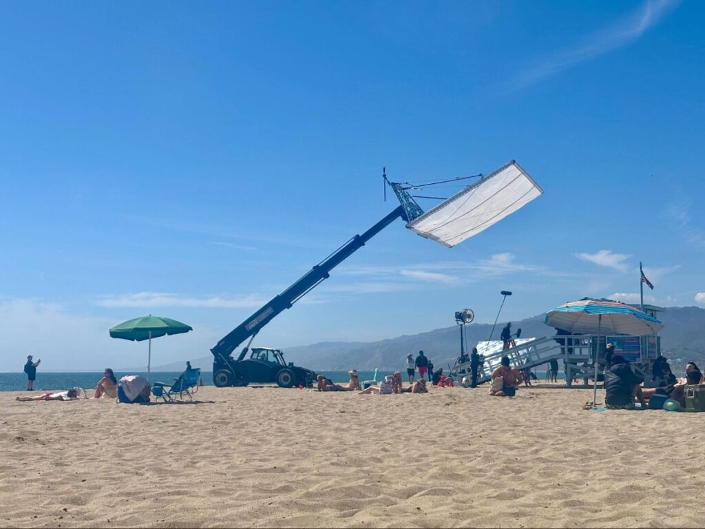 A TV show filming on Santa Monica Beach