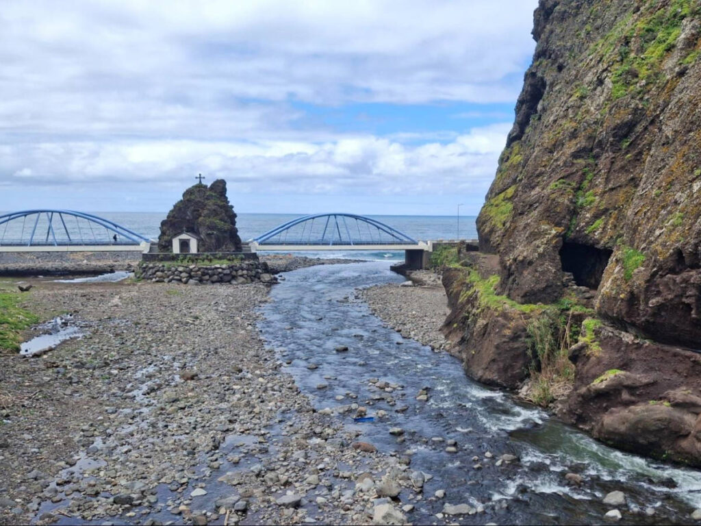 View of the São Vicente Chapel and the surrounding volcanic rocks