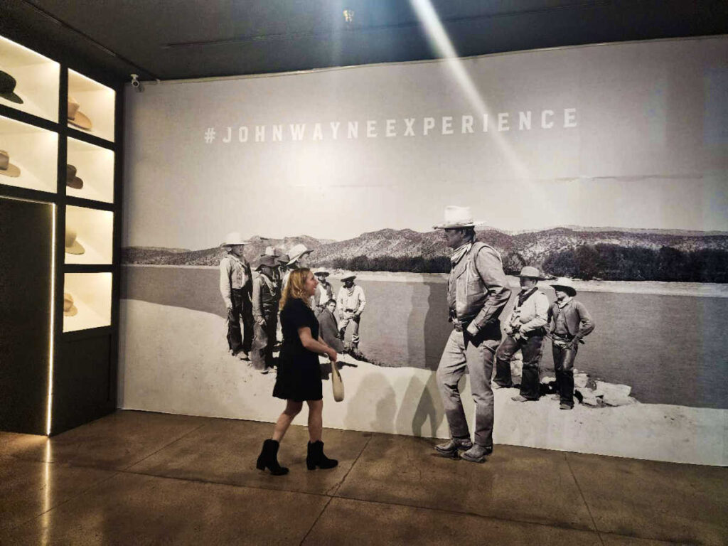 The author Sarah Heath exploring inside the John Wayne Museum