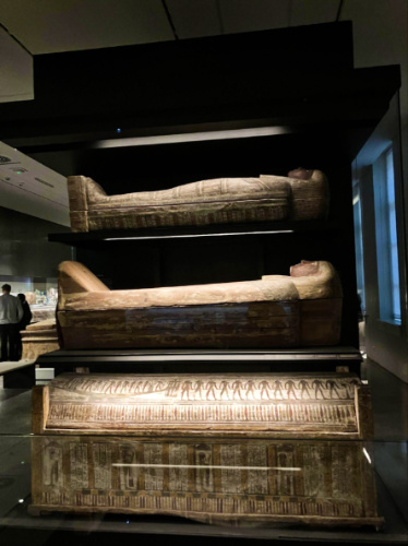 View of the sarcophagi inside the Museum of Antiquities in Leiden
