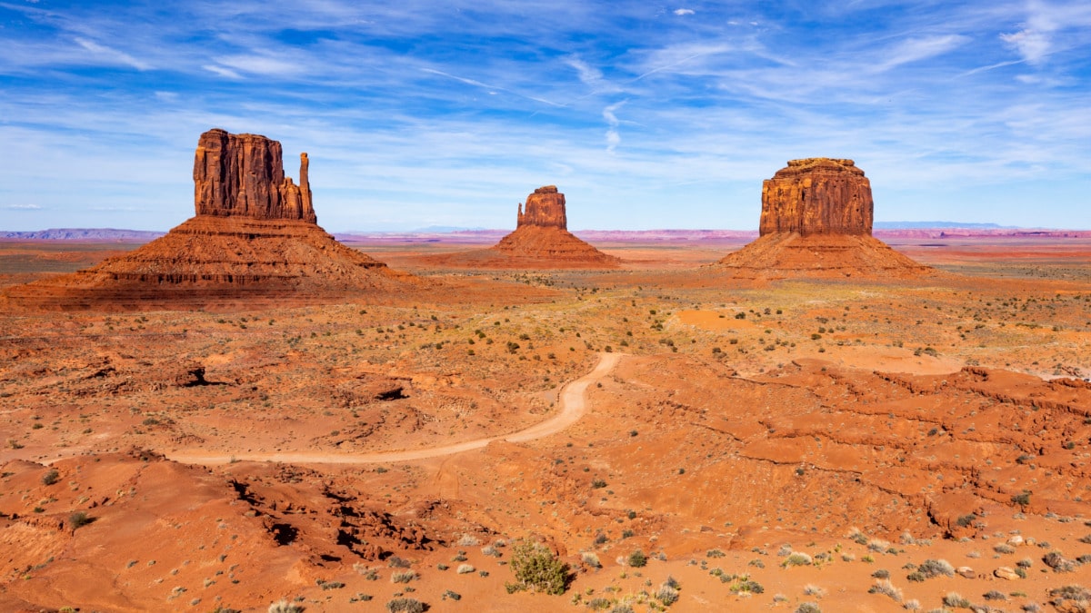 Panoramic view of the scenic loop drive in Monument Valley