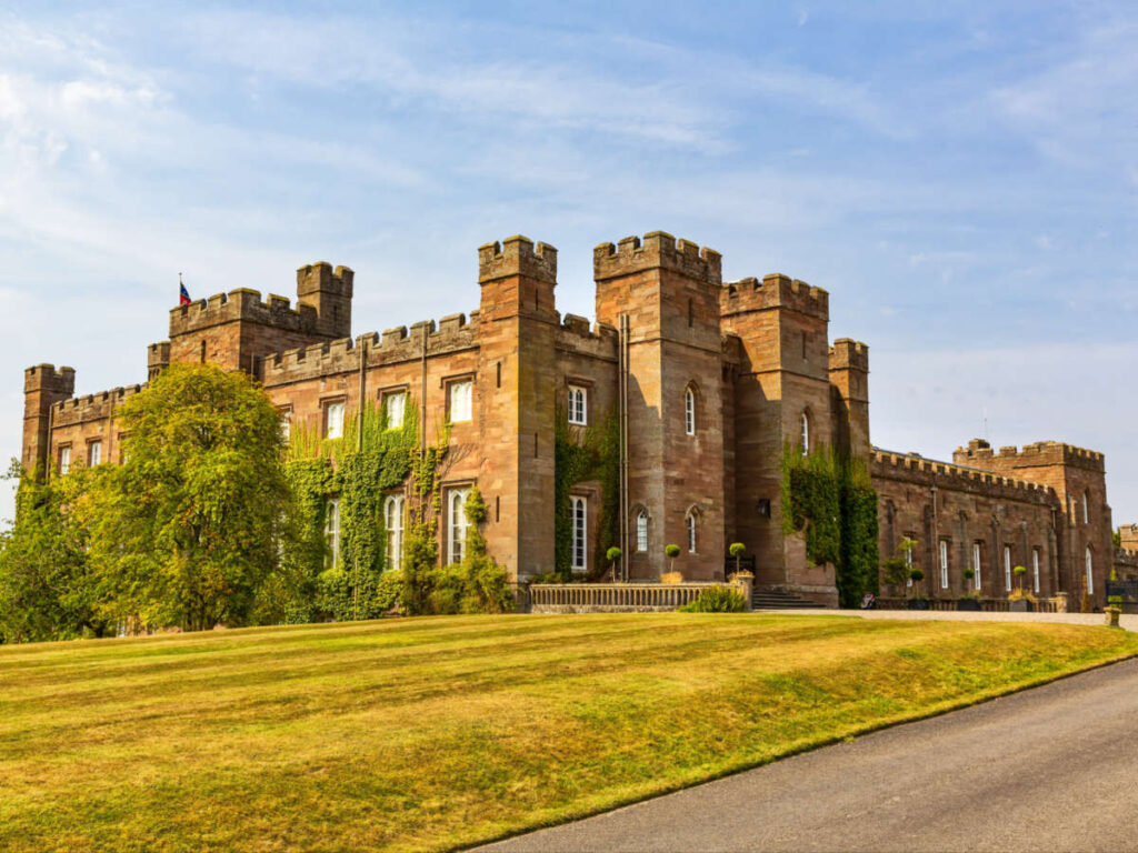 Majestic view of the Scone Palace at sunset