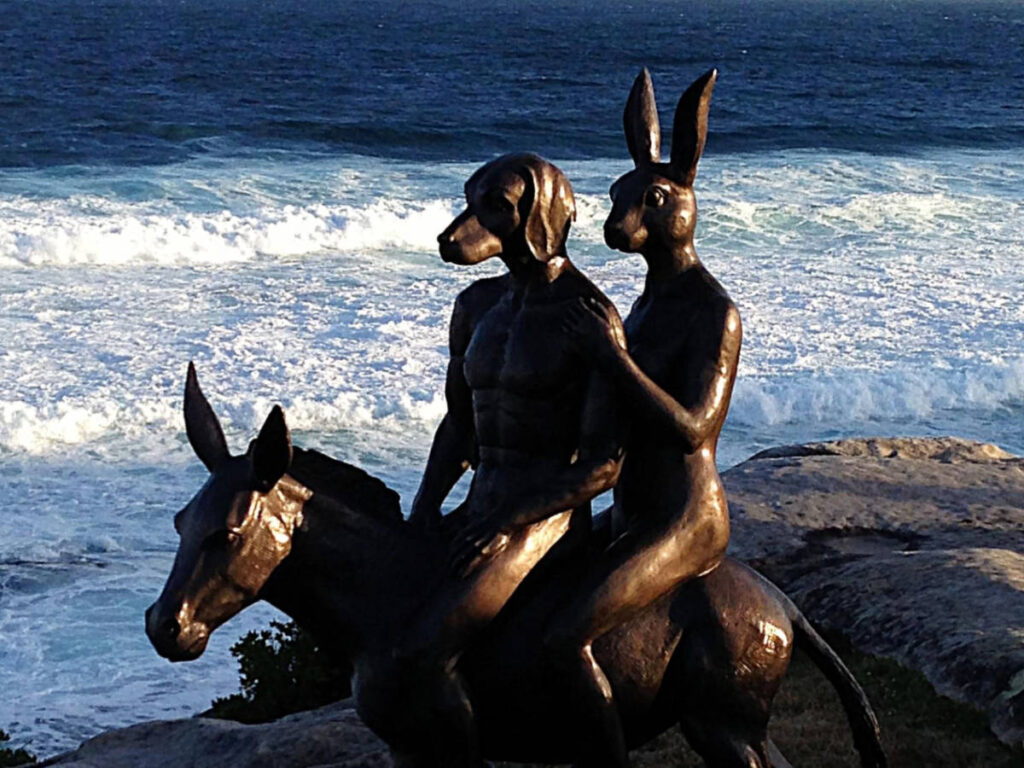 View of the bronze quirky installations at the Sculpture by the Sea