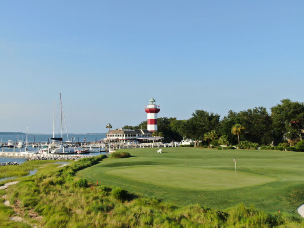 Sea pines lighthouse off a golf course in Hilton Head island