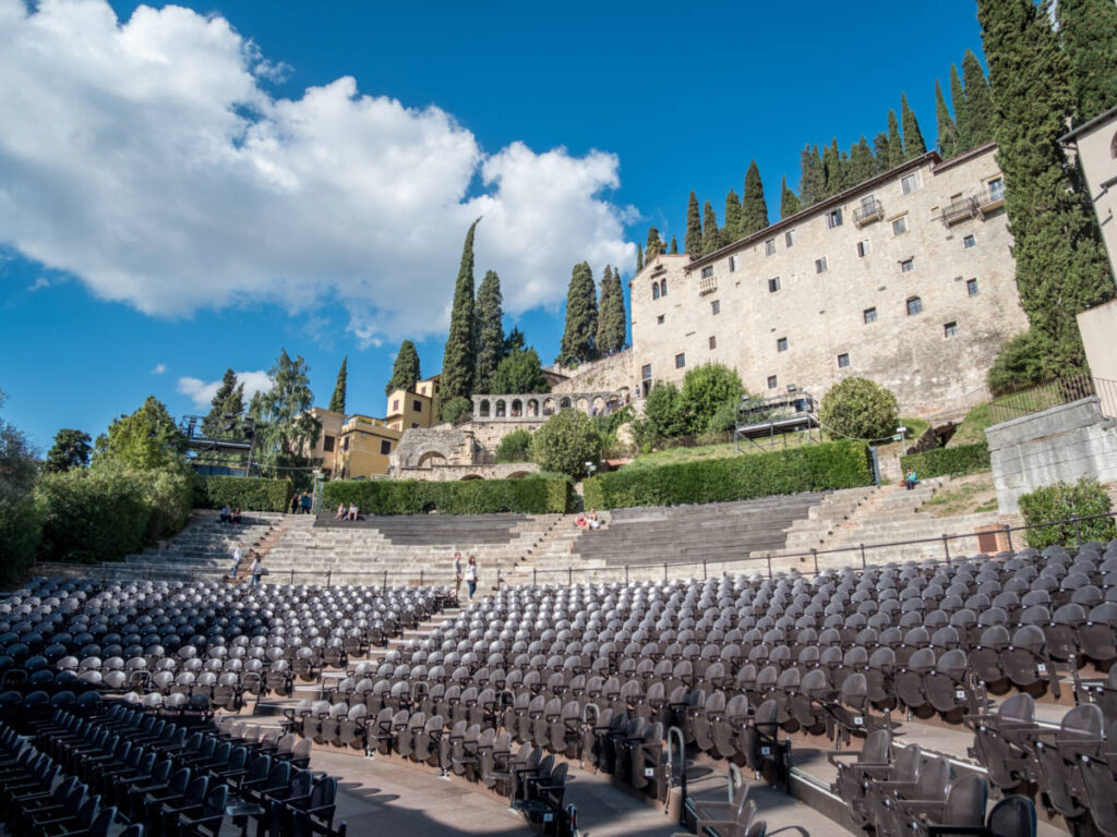 View of the empty seats in Teatro Romano