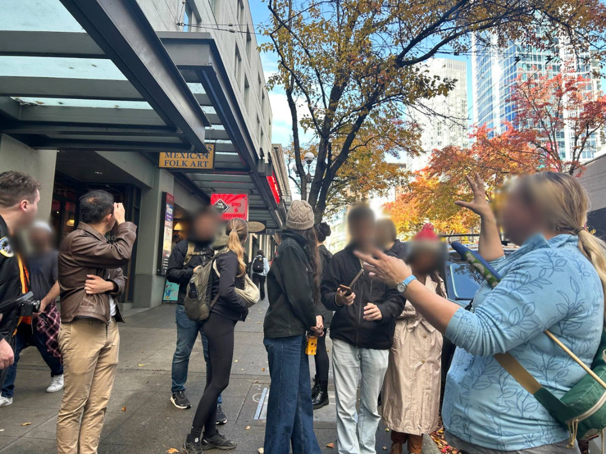 A group of people on a tour in Seattle