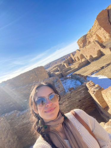 Author McKenna Mobley taking a selfie at Chaco Culture National Historical Park