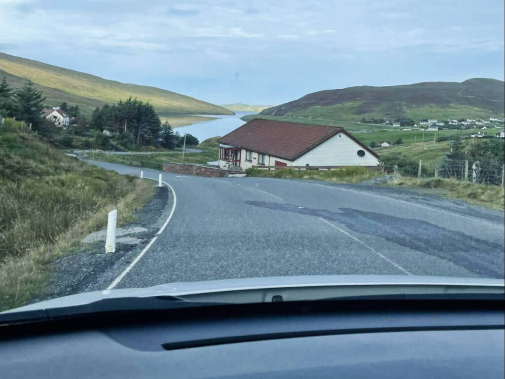 View of Shetland while driving