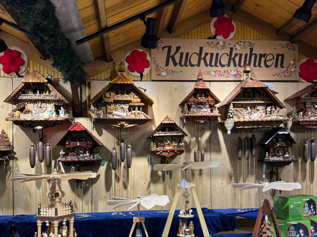 View of the displays at the Christkindlmarket