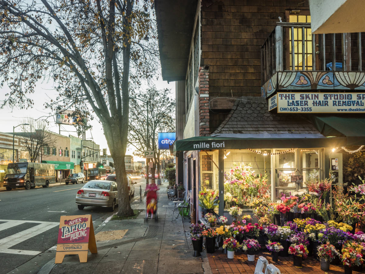Colorful flowers on a flower shop in Piedmont Avenue