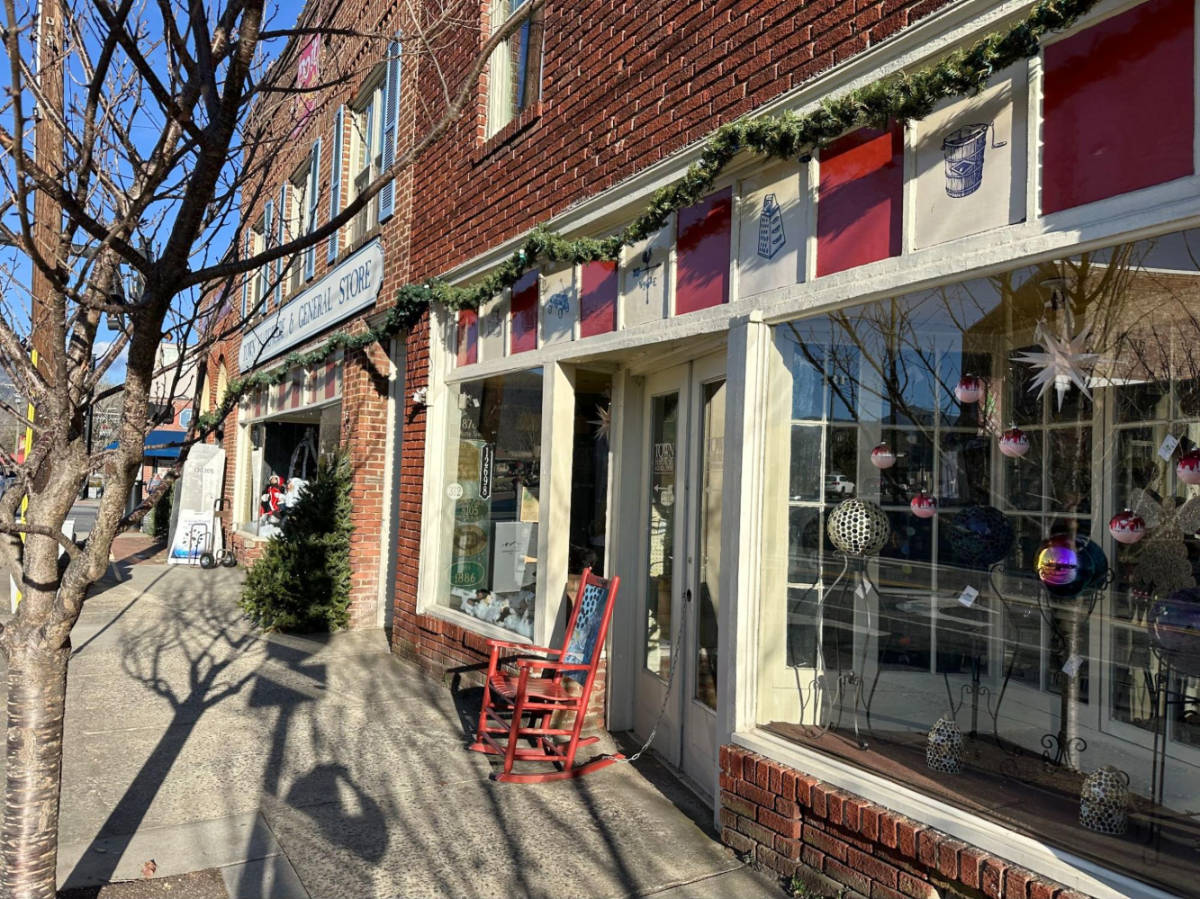 A lone chair outside a shop in Black Mountain