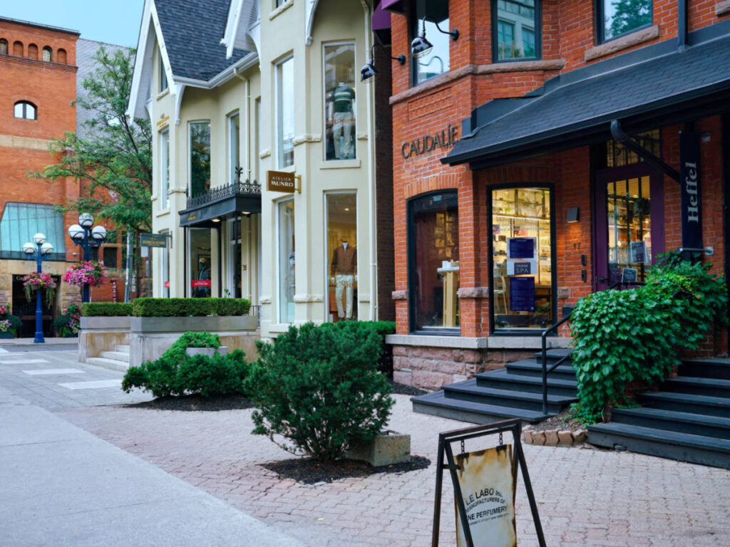 Old Victorian houses converted into boutiques at Yorkville shopping district