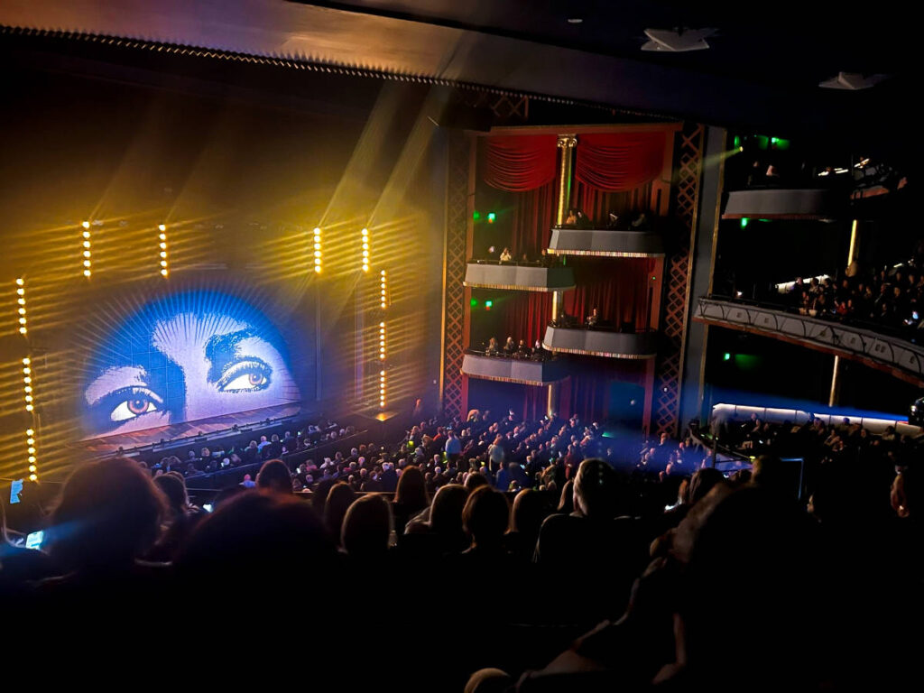 View of the crowd waiting for the show at The Hobby Center for the Performing Arts