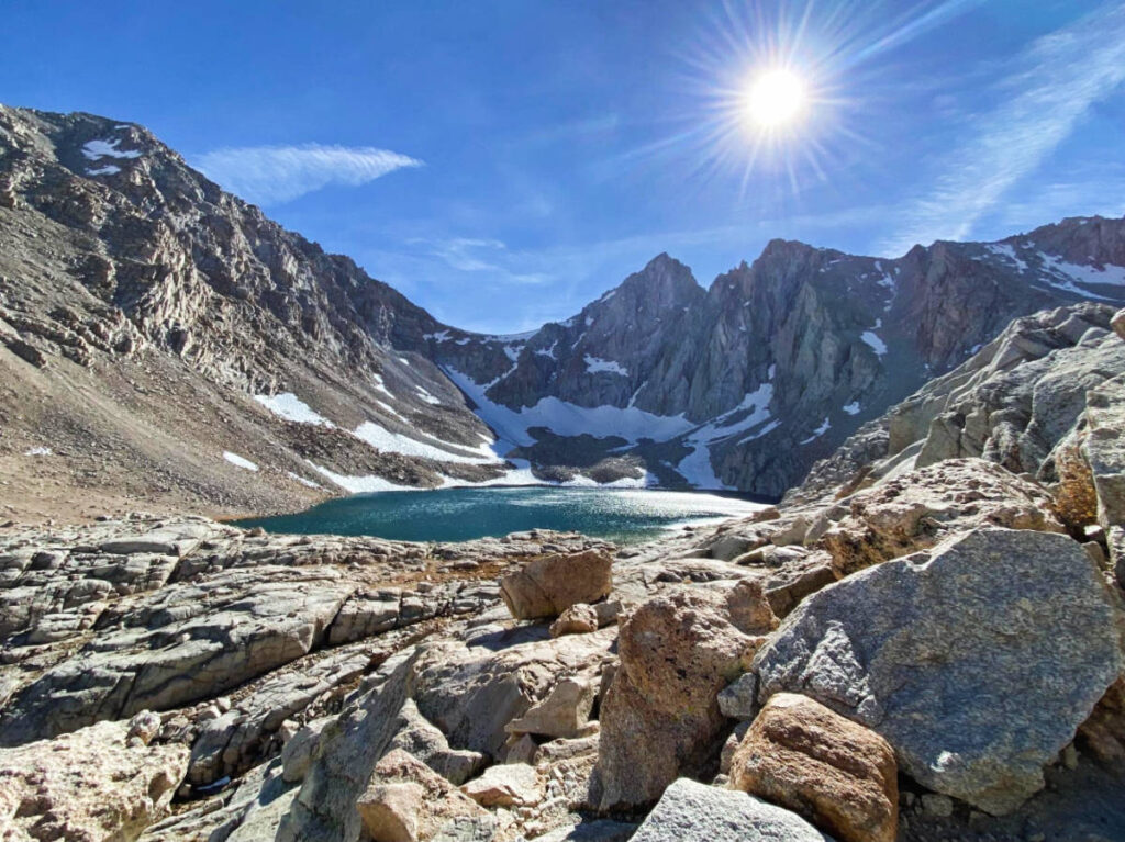 Scenic view on a hiking trail in Sierra Nevada Mountains
