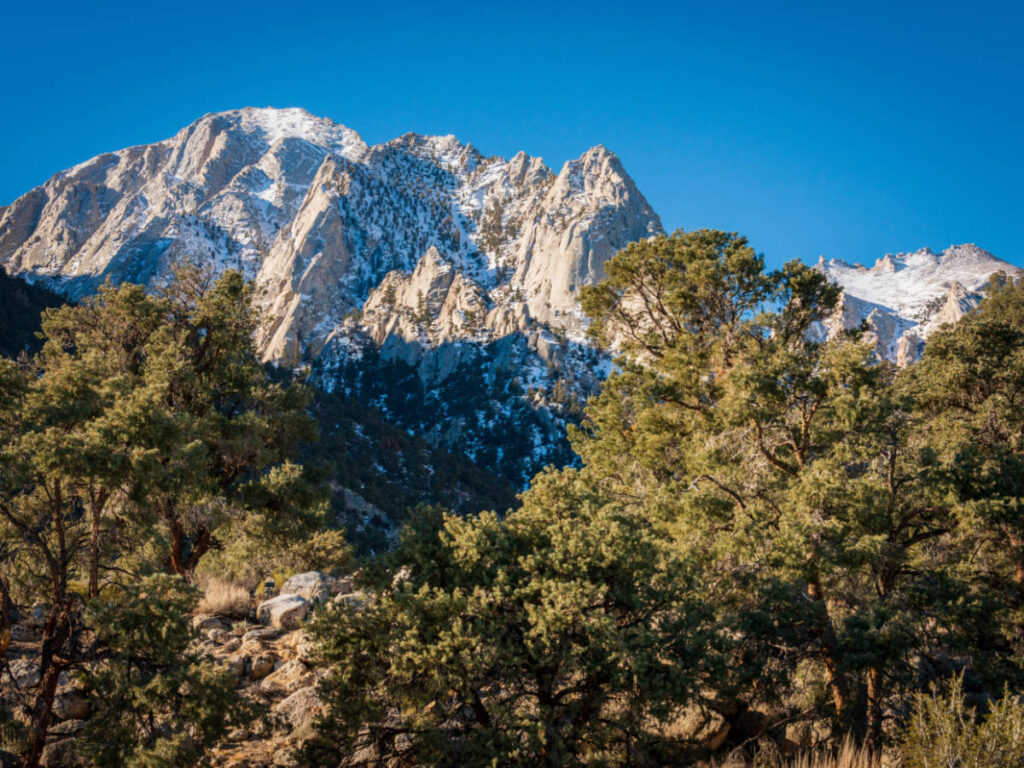 Clear blue sky over the Sierra Nevada Mountains