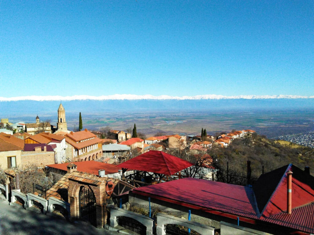 Aerial view of the roofs of the buildings at Sighnaghi