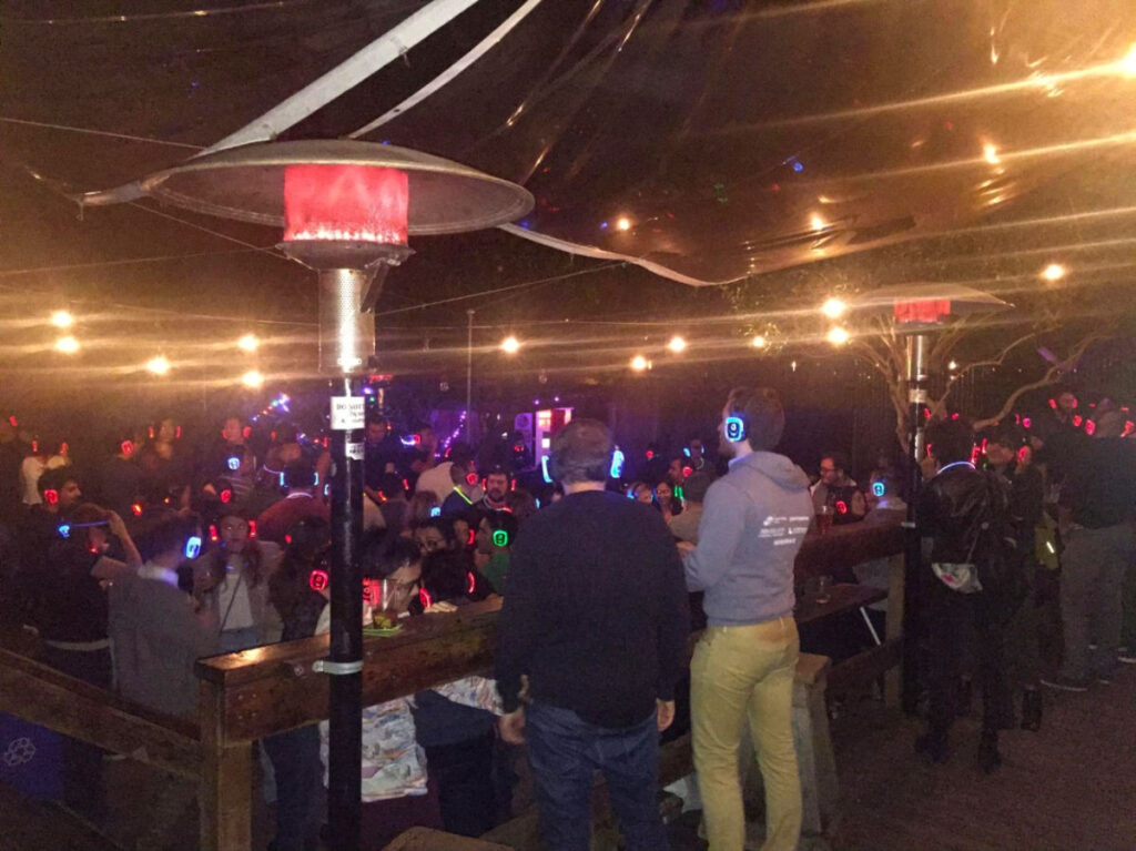 People enjoying at a Silent Disco in San Francisco