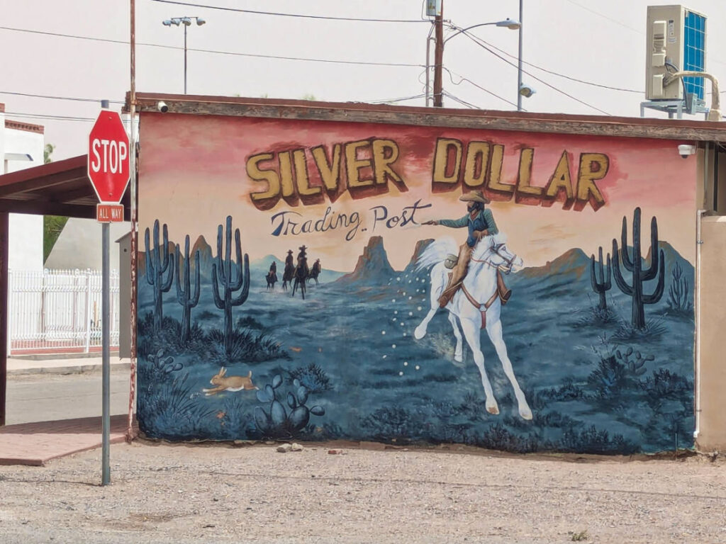 A mural of the Silver Dollar Trading Post