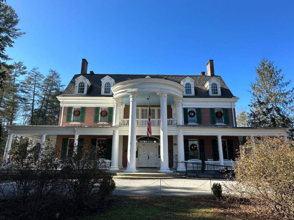 Clear blue sky over the Silvermont Mansion in Brevard