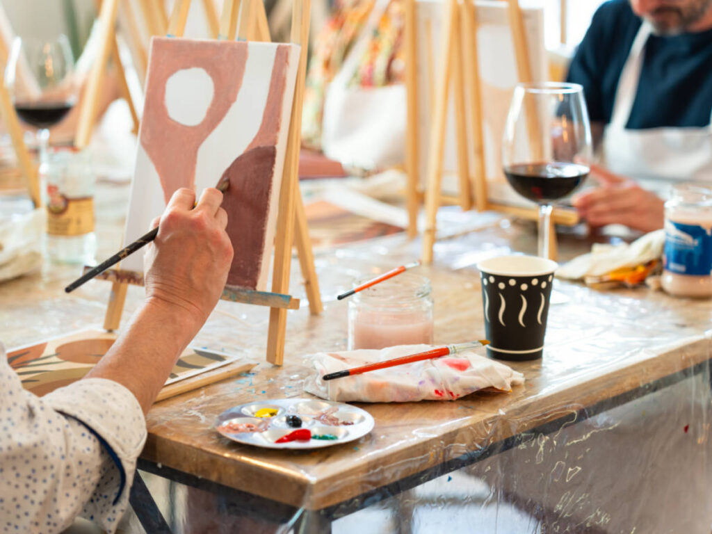 Painting while sipping wine