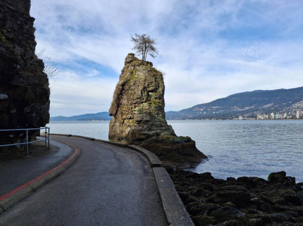 View of the Siwash Rock and the Stanley Park Seawall