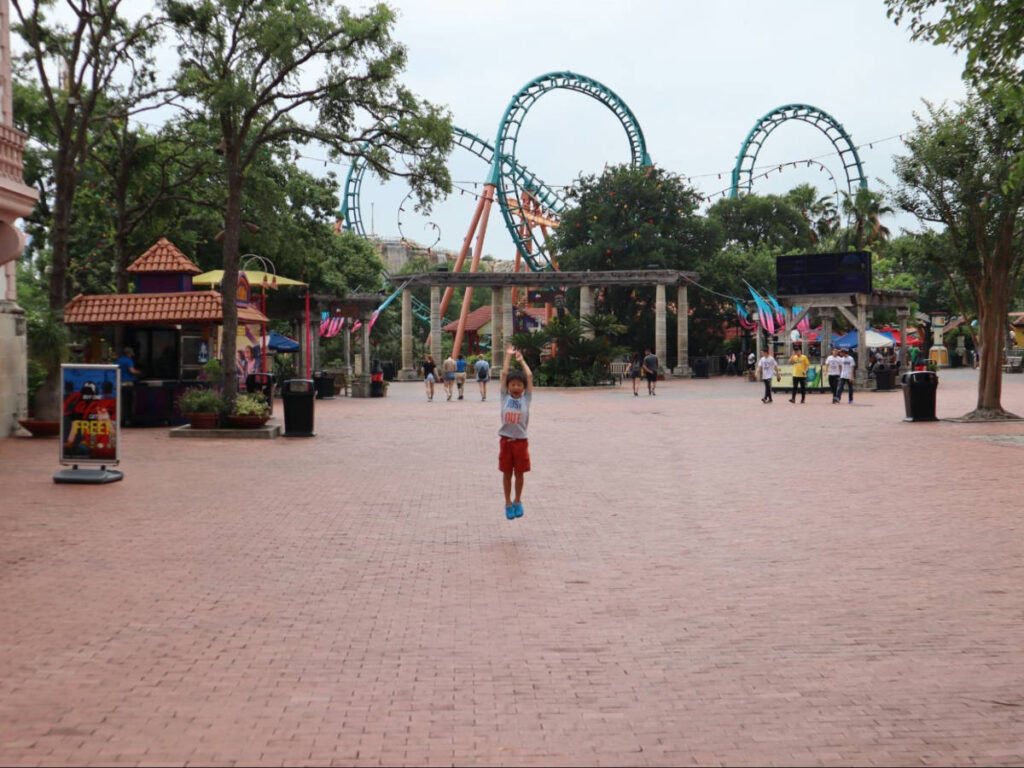 The author's son enjoying at the Six Flags Fiesta Texas