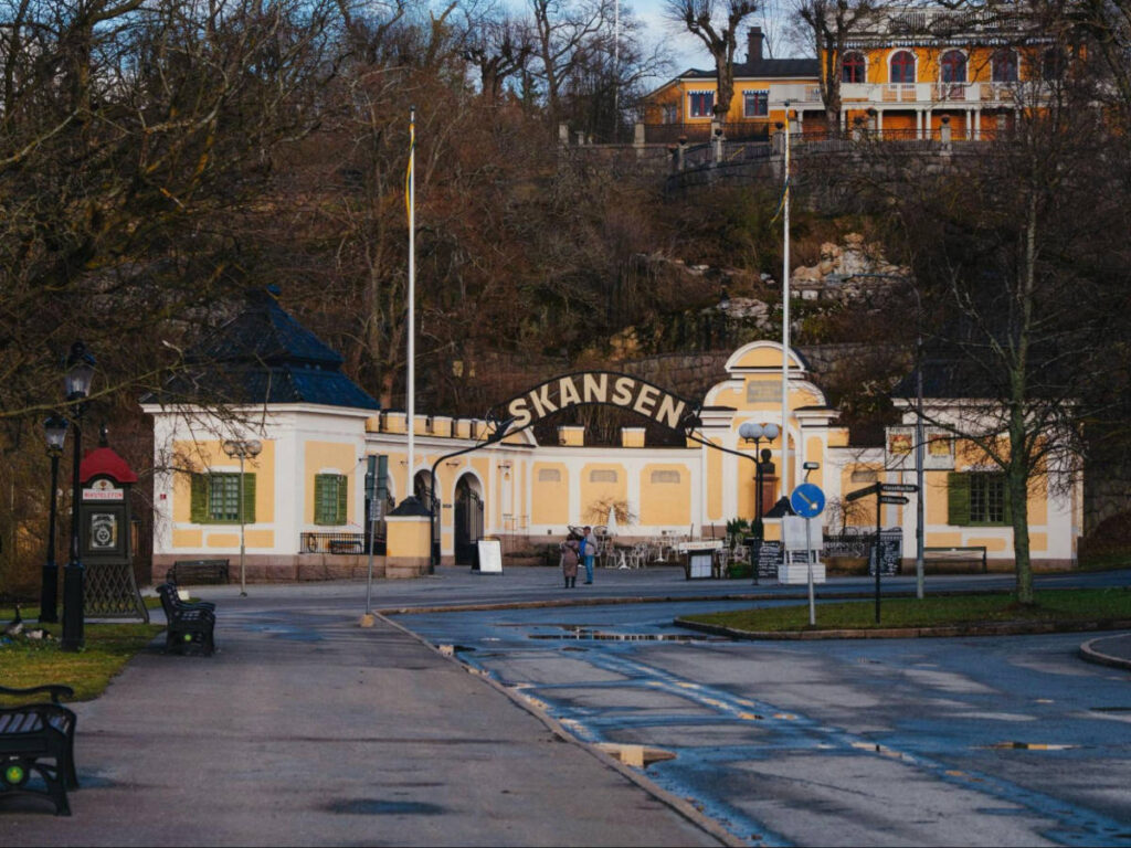 View of the main entrance of Skansen from a distance