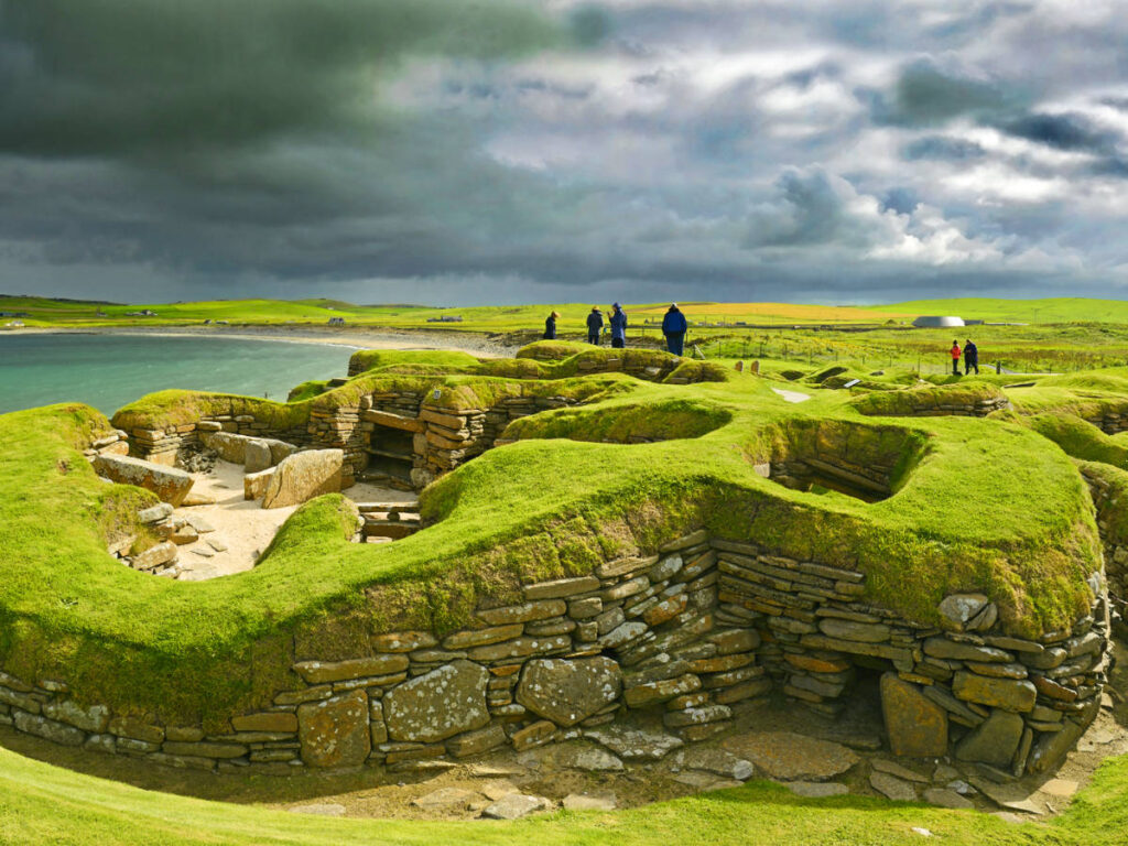 The people enjoying the views from Skara Brae on a gloomy day