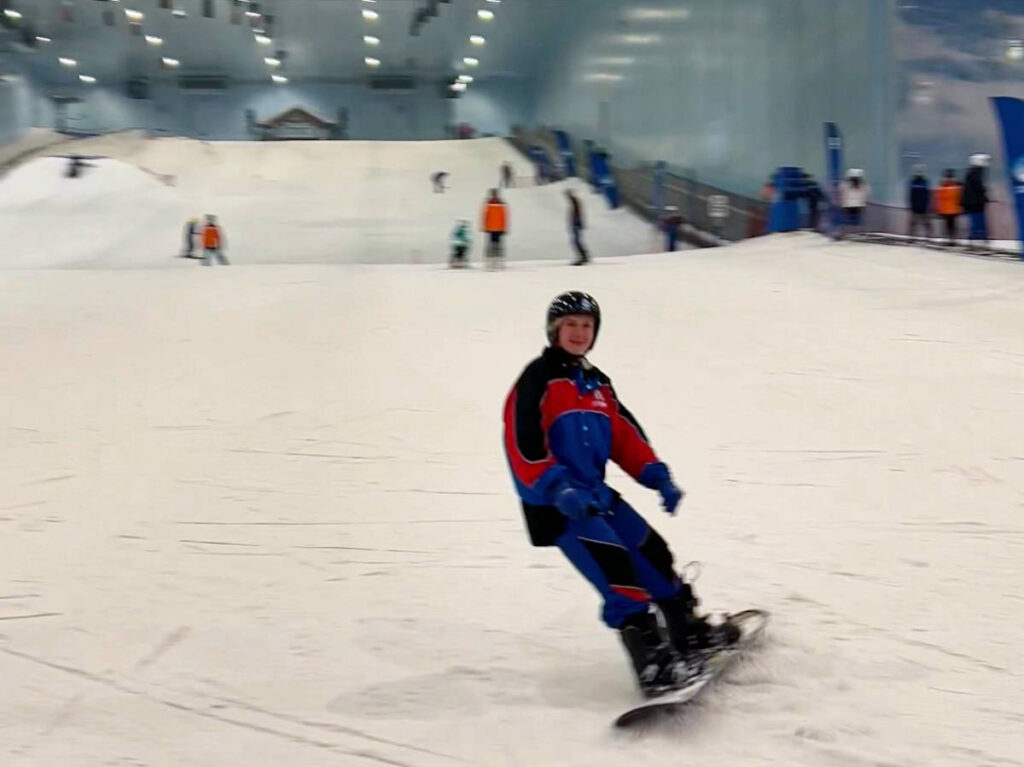 The author, Kate McMahon skiing at the Ski Egypt