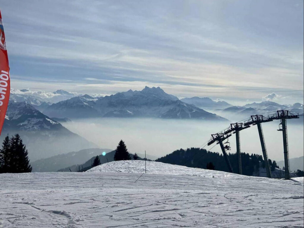 Scenic mountain views from the ski hills in Villars