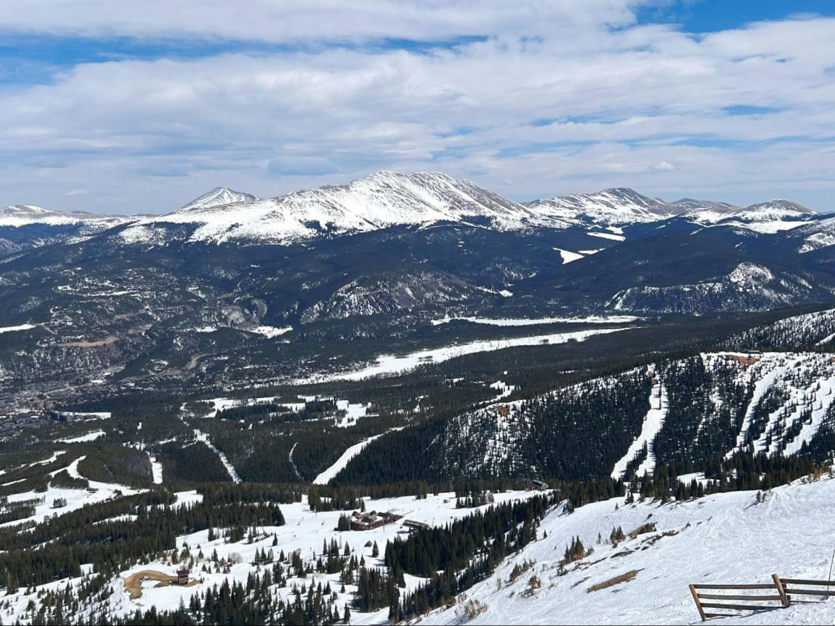 Scenic view of the ski slopes from Highway 9