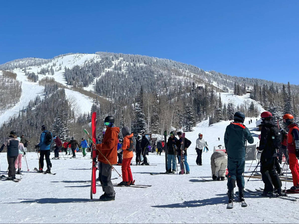 Skiers enjoying their day in Steamboat Springs during winter season
