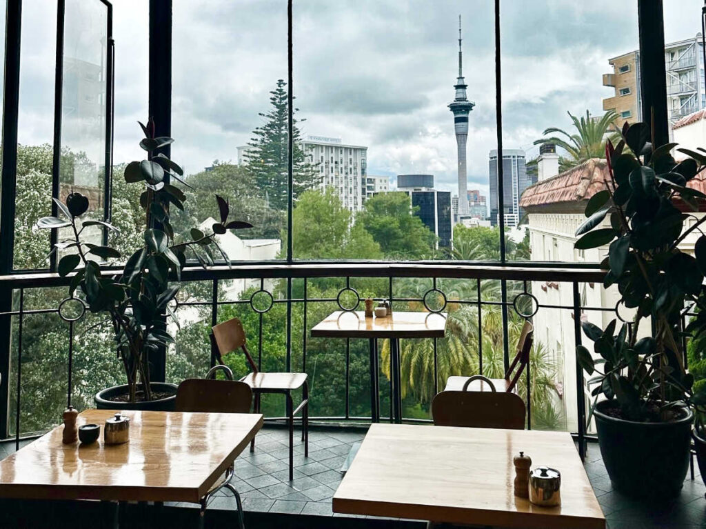 View of the Sky Tower from the cafe