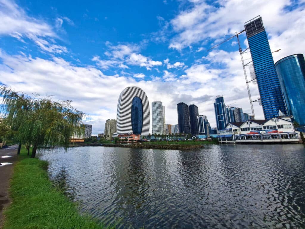 View of the unique buildings near the Ardagani Lake