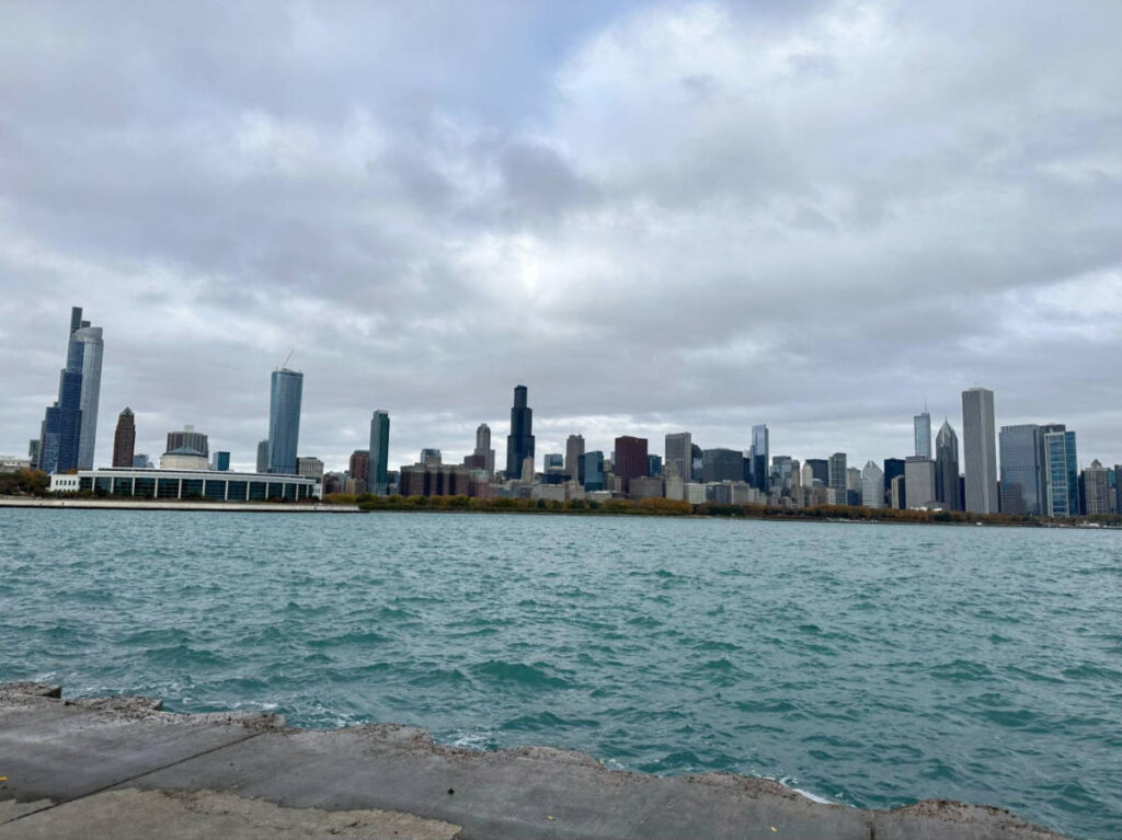 Panoramic view of the skyline of Chicago from Adler Planetarium