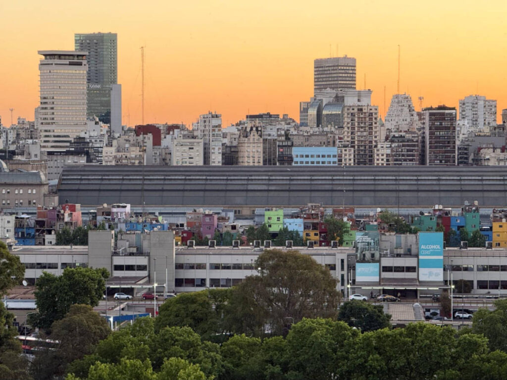 Scenic sunset view of the skyline in Retiro