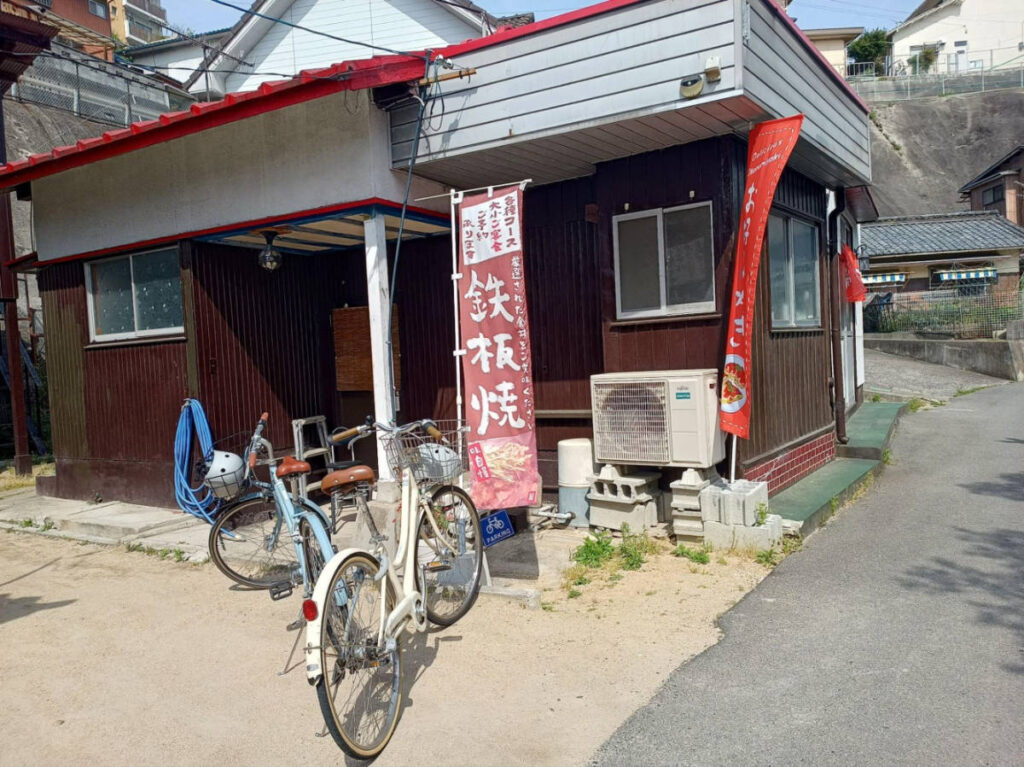 View of the small restaurants from the outside in Shimanami Kaido