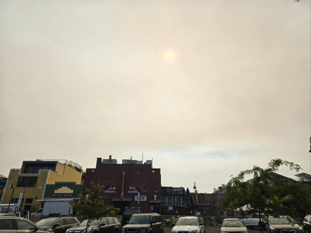 View of the sky with smoke from forest fires
