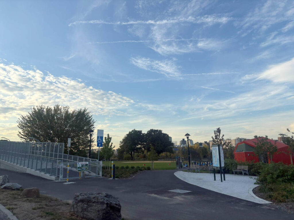 View of the soccer field from the entrance