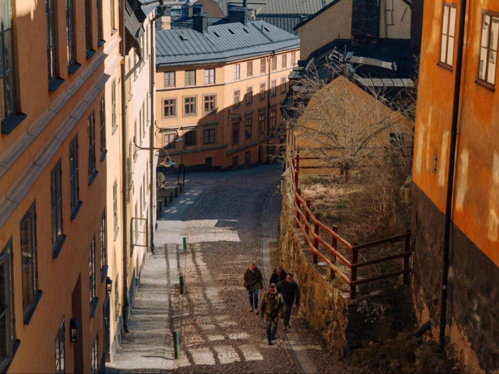 Aerial view of the buildings and streets in Södermalm