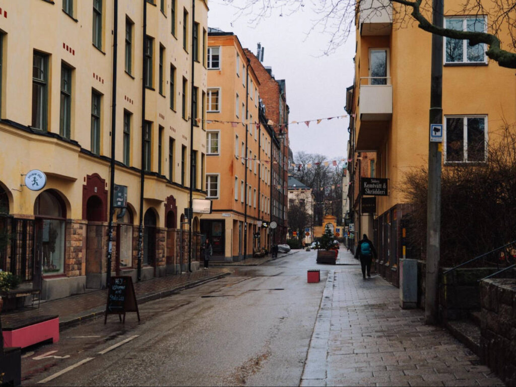 View of the shopping street in Södermalm