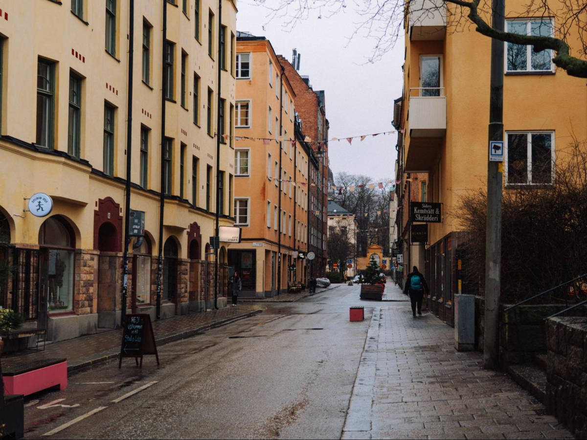 View of the shopping street in Södermalm