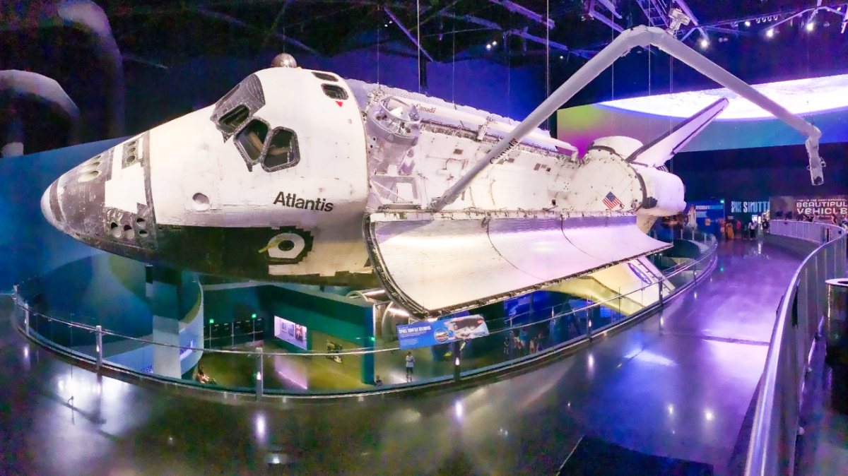 The Space Shuttle Atlantis inside the Kennedy Space Center