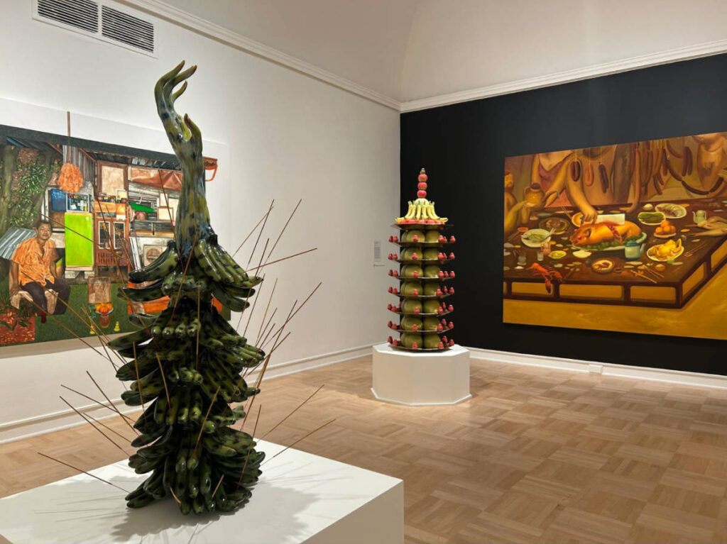 View of the displays inside the Spirit Houses Exhibit