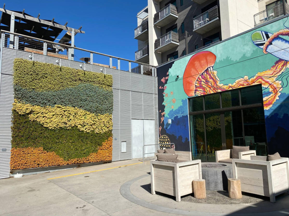 A colorful mural outside the SpringHill Suites